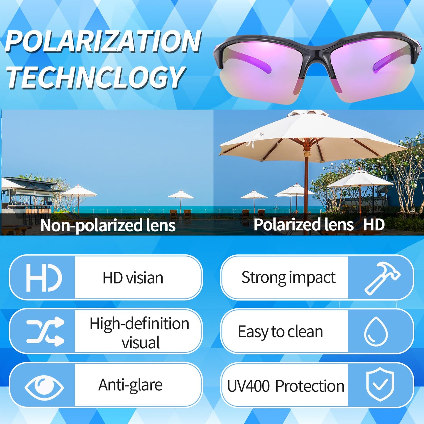 GGSTDDUP 4 Pack Polarized Sports Sunglasses for Men & Women | UV Protection Lightweight Wraparound Sunglasses for Outdoor