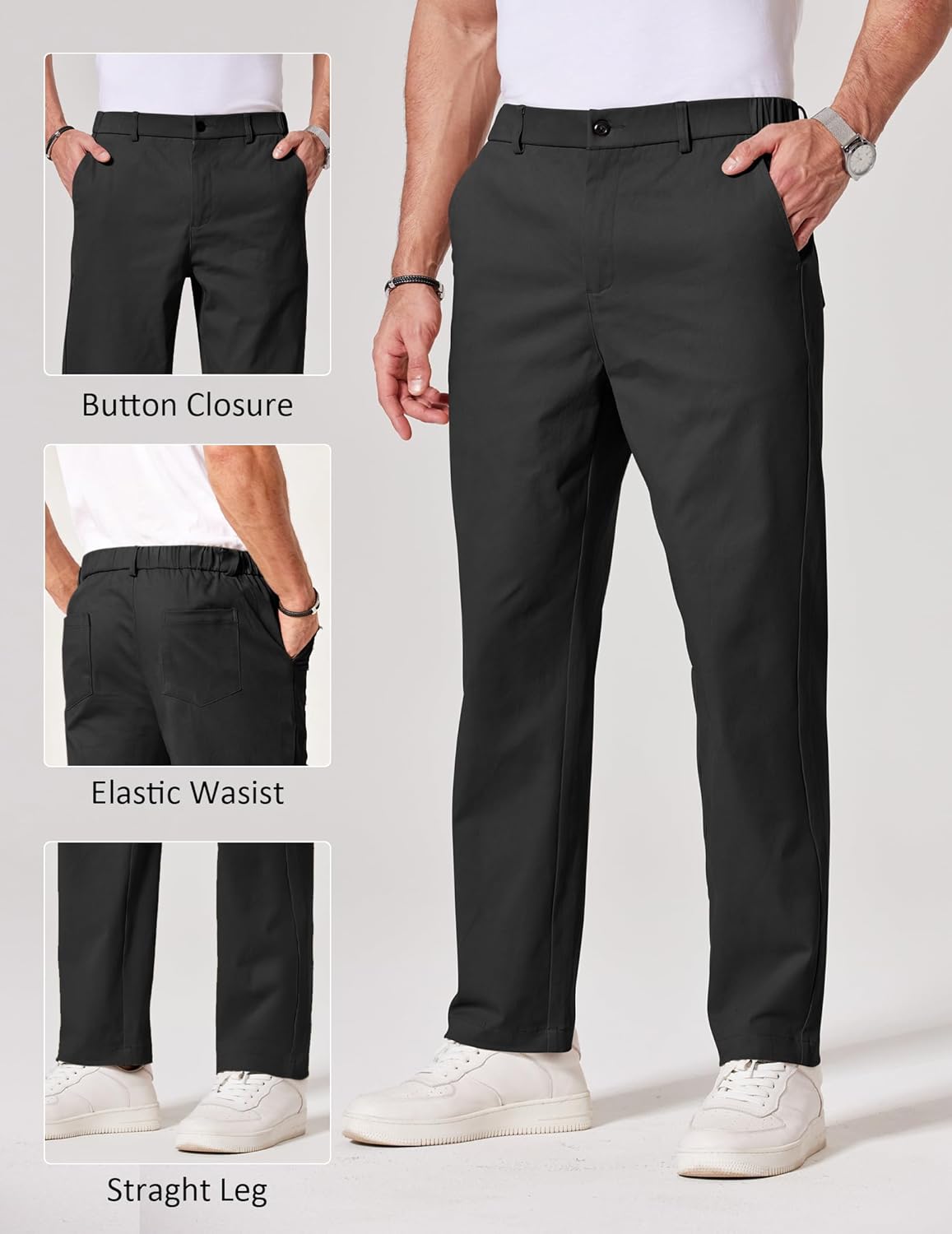 COOFANDY Men's Chino Pants - Stretch Casual Business Dress Trousers with Pockets | Versatile Fit
