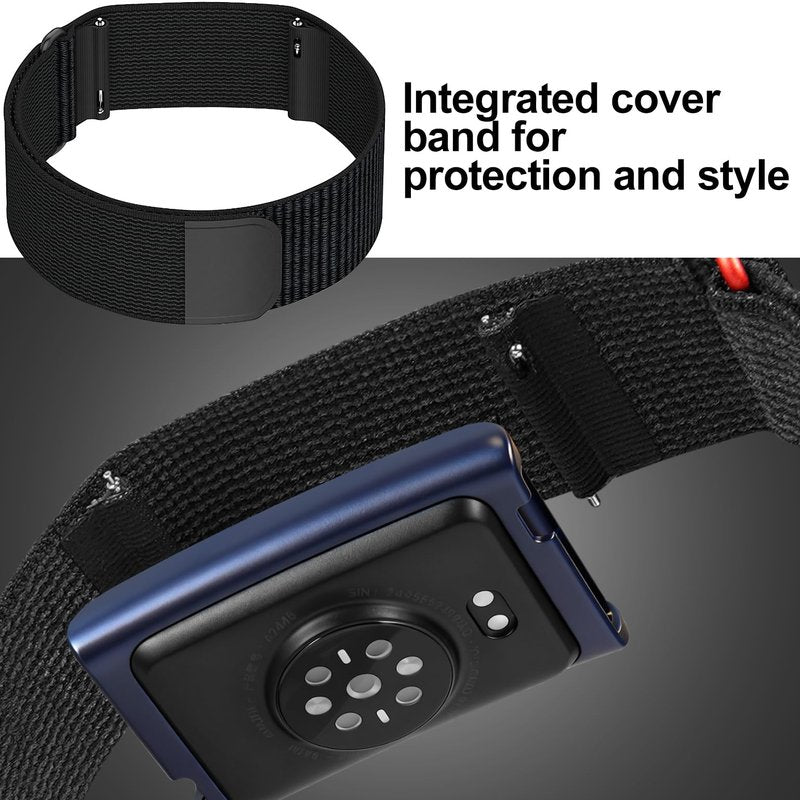 Oanux Sport Nylon Ankle/Arm/Wrist Band Compatible with Amazfit Helio，Hook & Loop Nylon with Cover Design Strap for Women Men