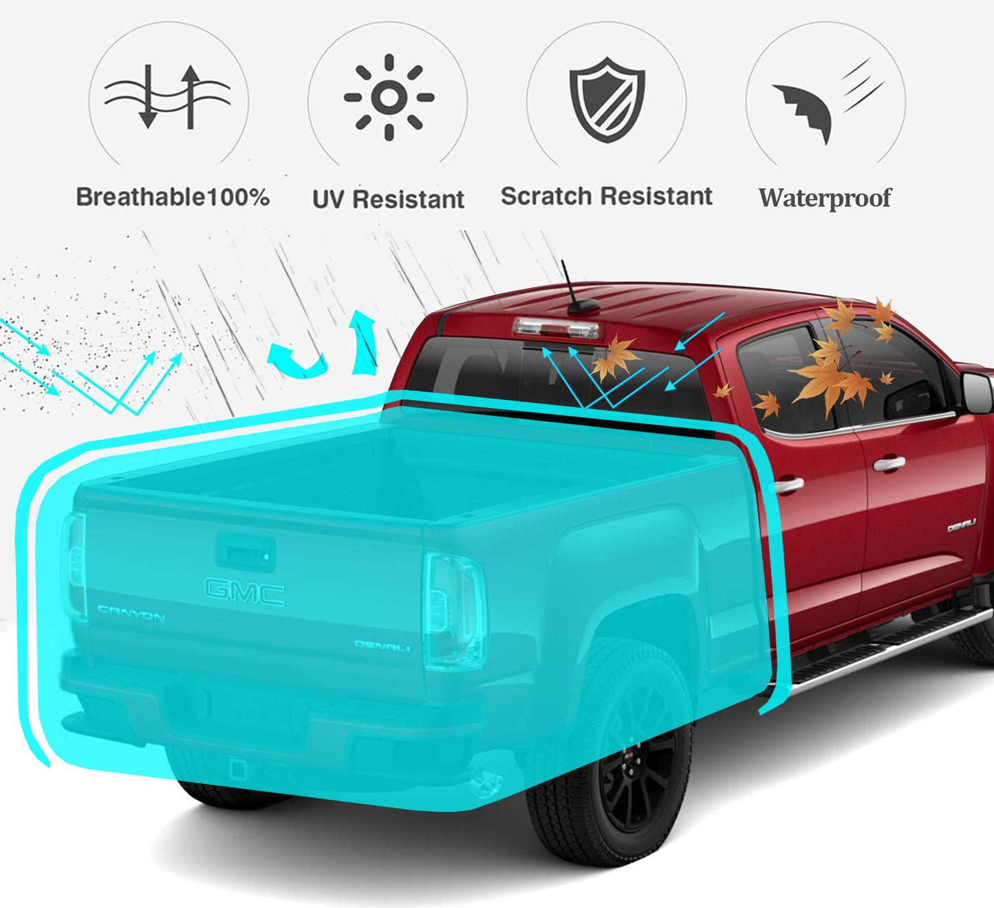 Softclub Upgraded Truck Bed Tarp Cover for Short Box（5.8’ Box） Fit for Ford F150 GMC Silverado/Sierra Ram, Waterproof Heavy Duty 600D Oxford Fabric, Pickup Truck Bed Covers with Bungee Webbings-Black
