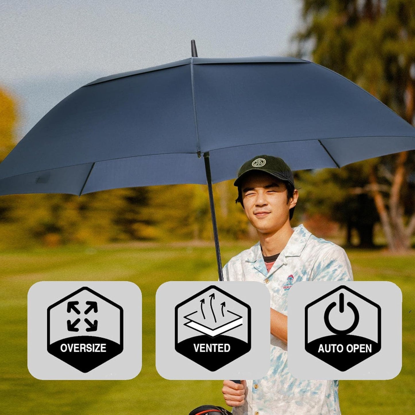 SIEPASA Golf Umbrella - Large 62/68/72 Inch Automatic Open | Windproof, Waterproof Double Canopy Design