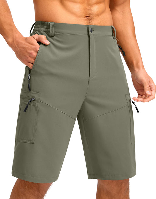 Pudolla Men's Hiking Shorts 11" Lightweight Cargo Work Shorts for Men Summer Travel Golf Casual Outdoor with 5 Pockets(Grey Sage 3X-Large)