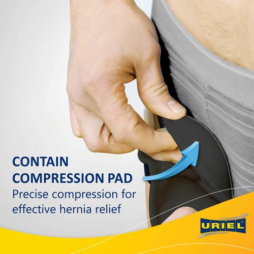 URIEL Right Side Hernia Belts for Men - Inguinal Hernia Belt for Men, Pre and Post Surgery Truss, Size Medium, Black (35.3-39.5 Inches)