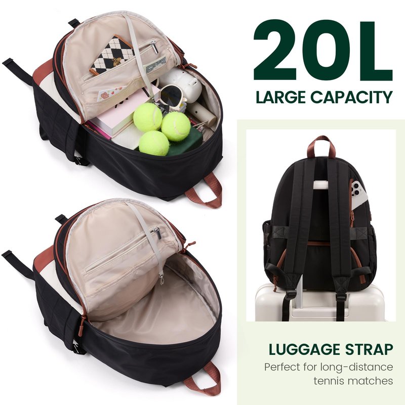 Sucipi Tennis Bag, Tennis Backpack for Women with Shoe Compartment, Quilted Professional Tennis Racket Bag with Cup Holder for Pickleball Badminton