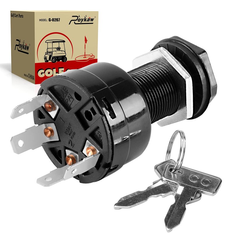 Roykaw Golf Cart Ignition Switch and Key for Club Car Precedent 2004-Up Gas Models, Replaces OEM # 102515101, 4 Terminal