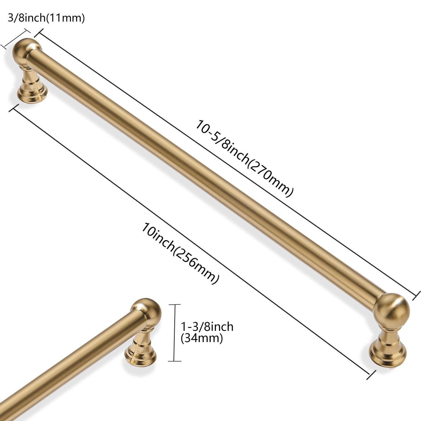 ZAUYX 10 Pack 10 Inch Hole Center Champagne Bronze Cabinet pulls Solid Heavy Duty Drawer Handles Dresser Handles Cabinet Handles Bathroom Cabinet Handles