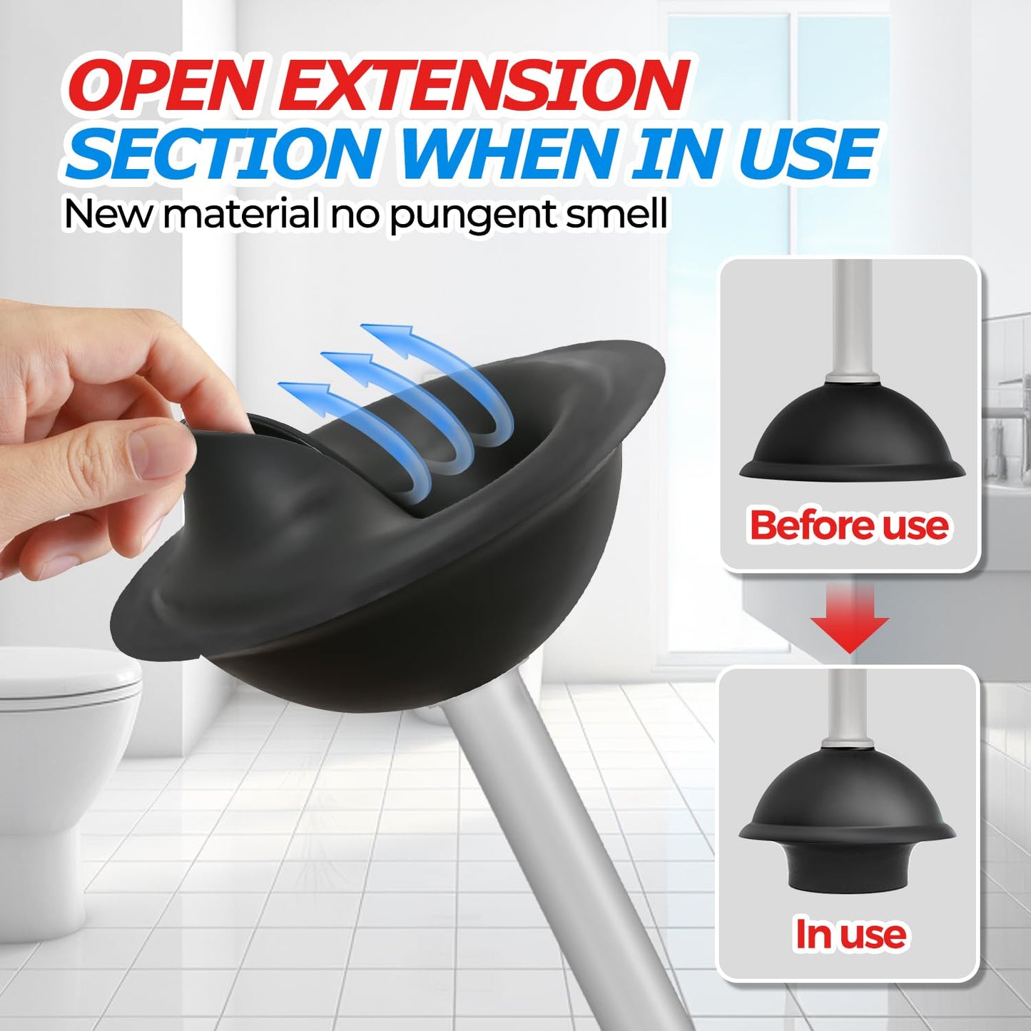 FORASTO Toilet Plunger with Holder,Plungers for Bathroom with Holder,Plunger with Cover,Bathroom Decor，Bathroom Accessories，Toilet Bowl Cleaners,Dark Grey