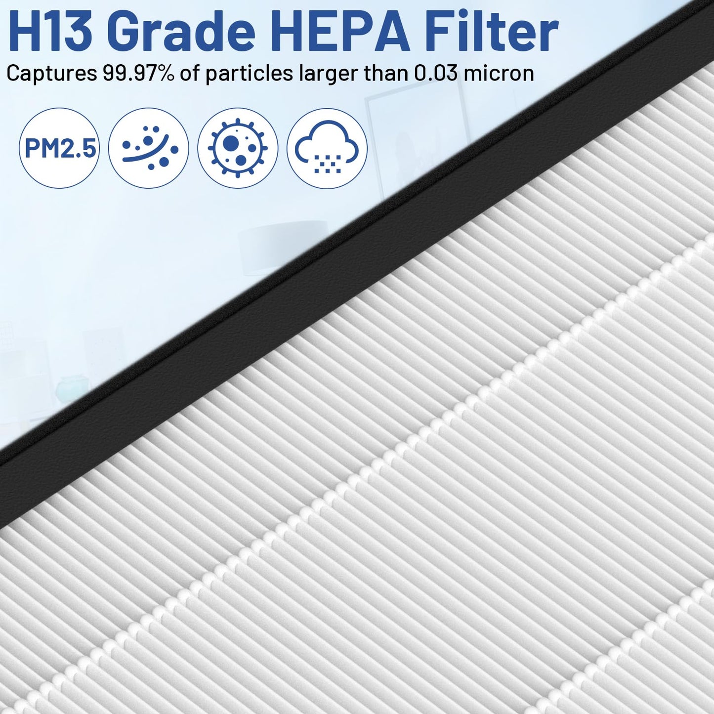 LemonQueen TZ-K2 Replacement Filter Compatible with ToLife Air Puri-Fier Filter TZ-K2-A, 3-in-1 H13 HEPA with Activated Carbon and Pre-Filter, 2 Pack