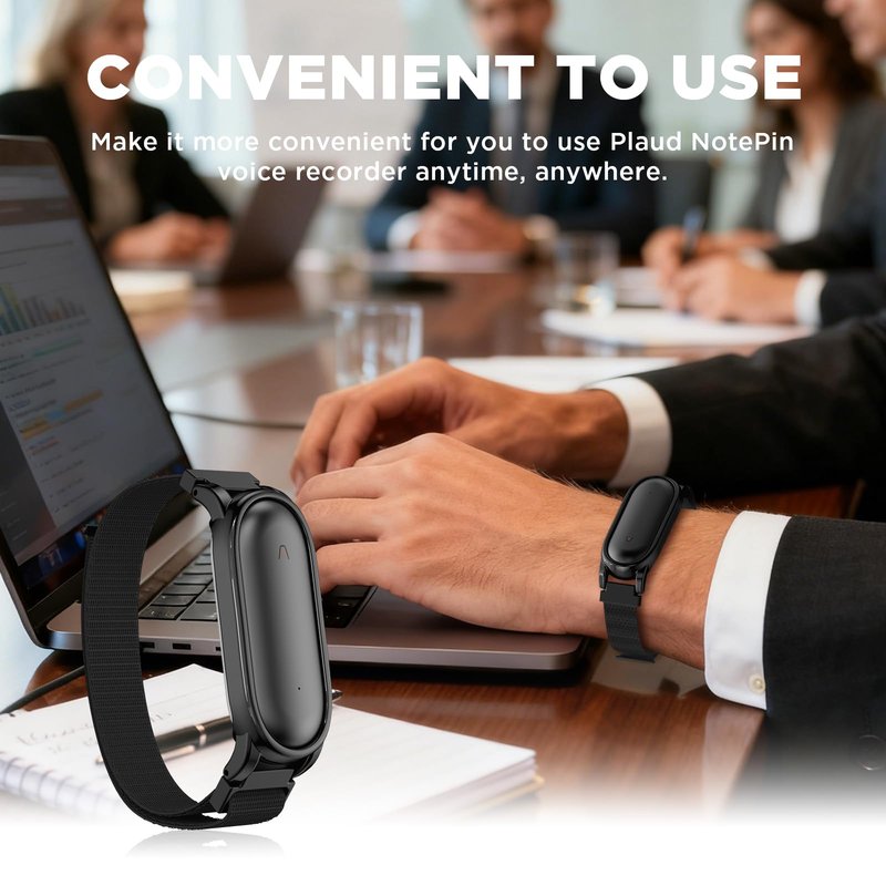 Wacanc ﻿Quick Release Nylon Wristband Compatible with Plaud NotePin Voice Recorder,PC Case with Soft Adjustable Wearable Strap for Plaud NotePin S (2025),Replacement Nylon Strap Accessories (Black)