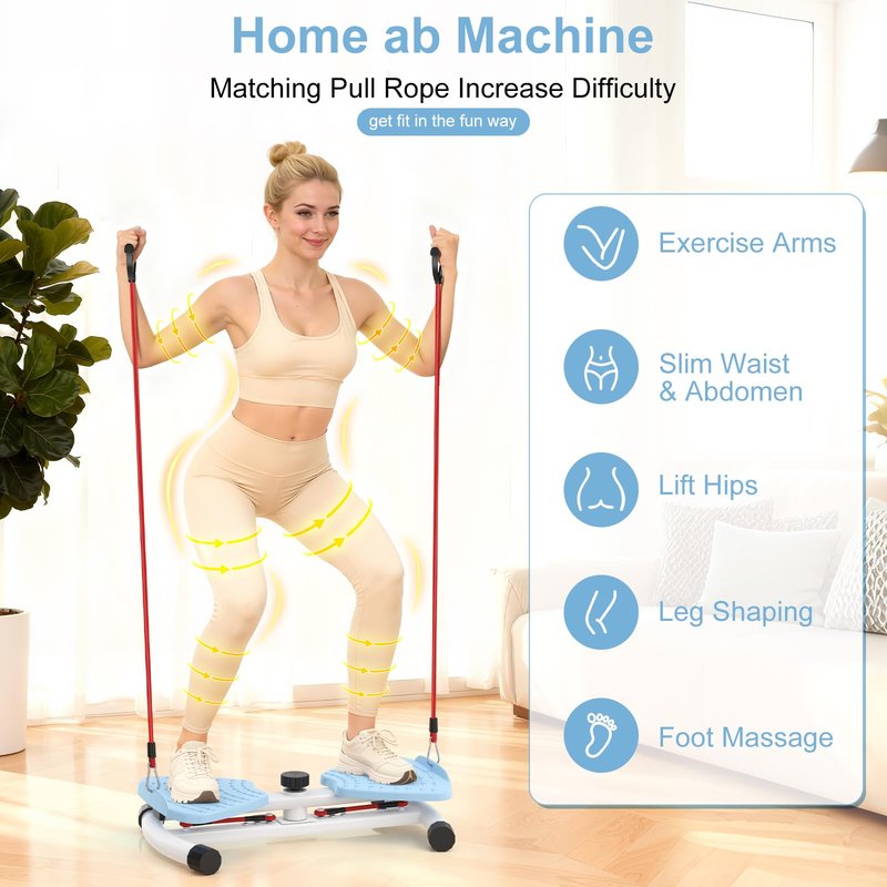 Viphope Waist Twister Machine Exercise, Ab Machine Adjustable Waist Twisting Fitness Tool,Noiseless Ab Twister Board for Women Men,Anti-Slip Home Gym Workout Equipment 300 lbs Weight Capacity-Pink