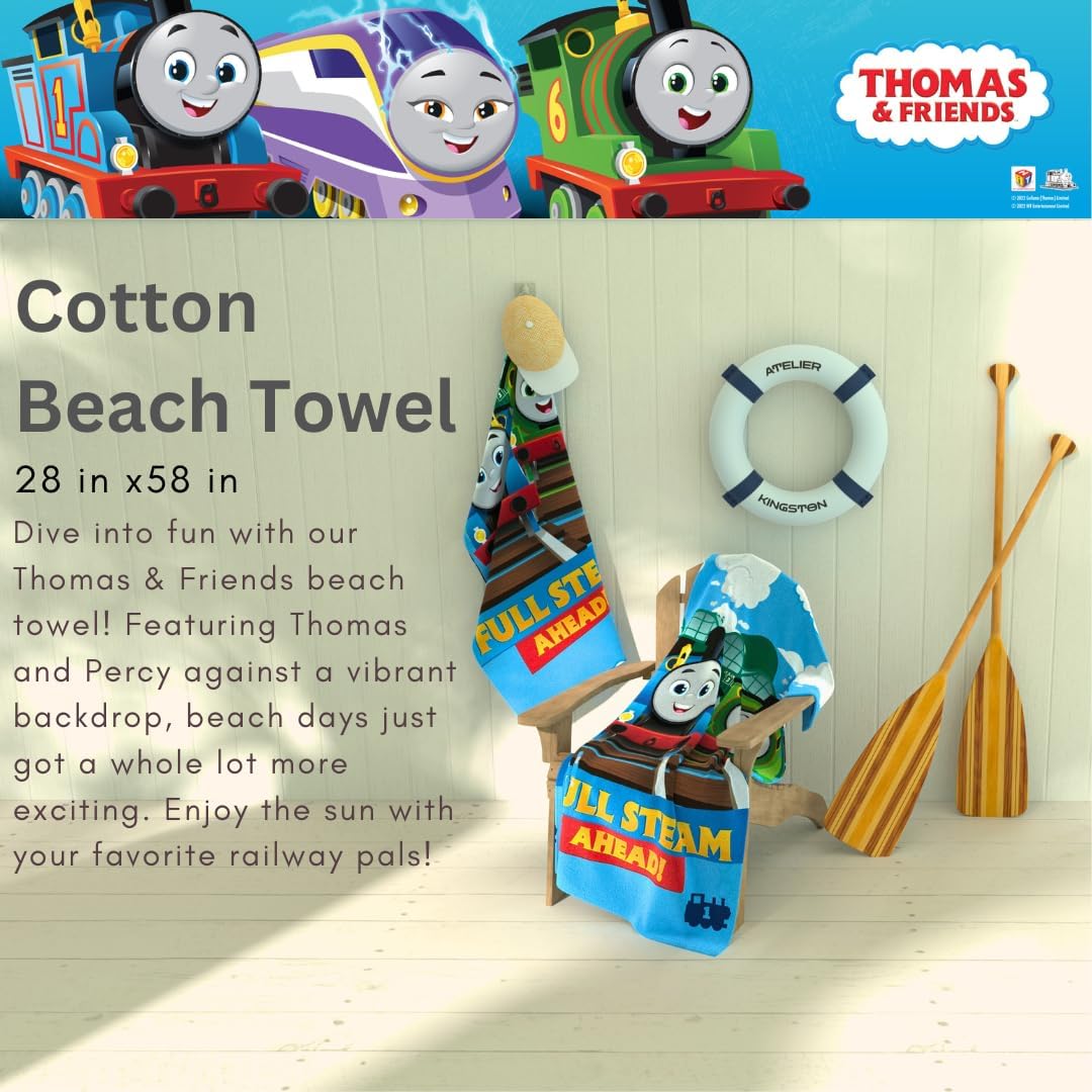 Thomas & Friends Super Soft Cotton Bath Towel - Ideal for Kids, 58" x 28" | Perfect for Pool & Beach