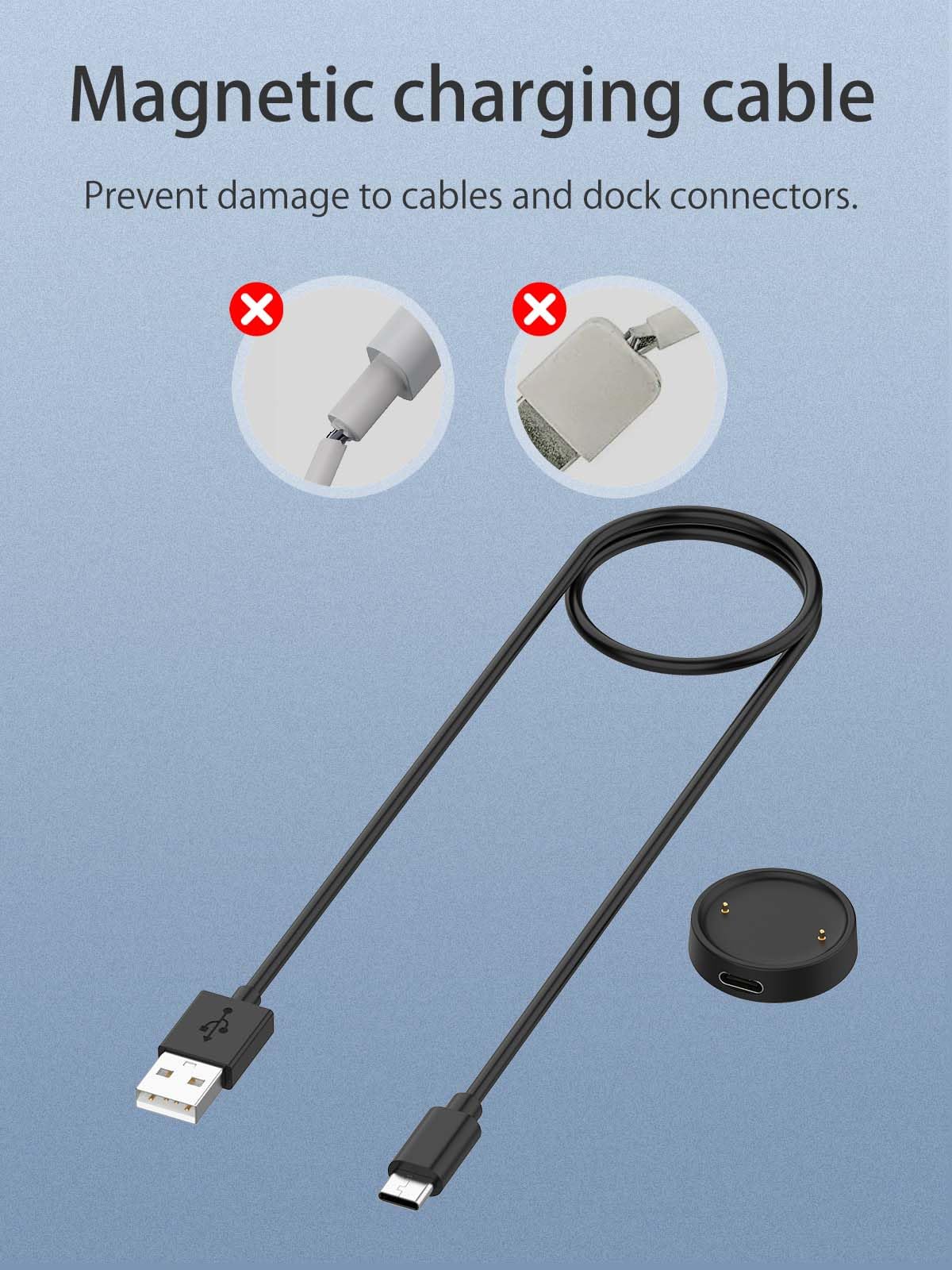 Charger for Amazfit Active 2/Active 2 Square,NOUKAJU Magnetic USB Charging Cable 3.28ft/1m,Charger Cable Replacement for Amazfit Active 2 Smart Watch(Black)