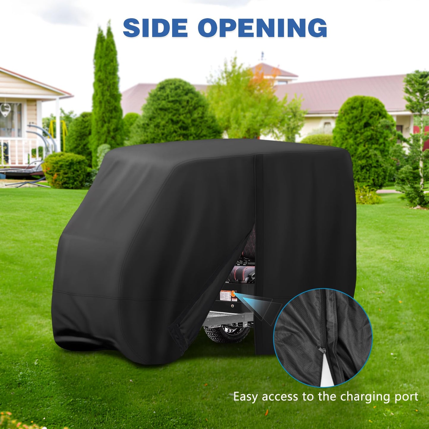 Jungda Golf Cart Cover,Waterproof Universal 4 Passenger Golf Cart Covers,Golf Cart Accessories for Outdoor Storage Protective - 118" L x 56" W x 83" H