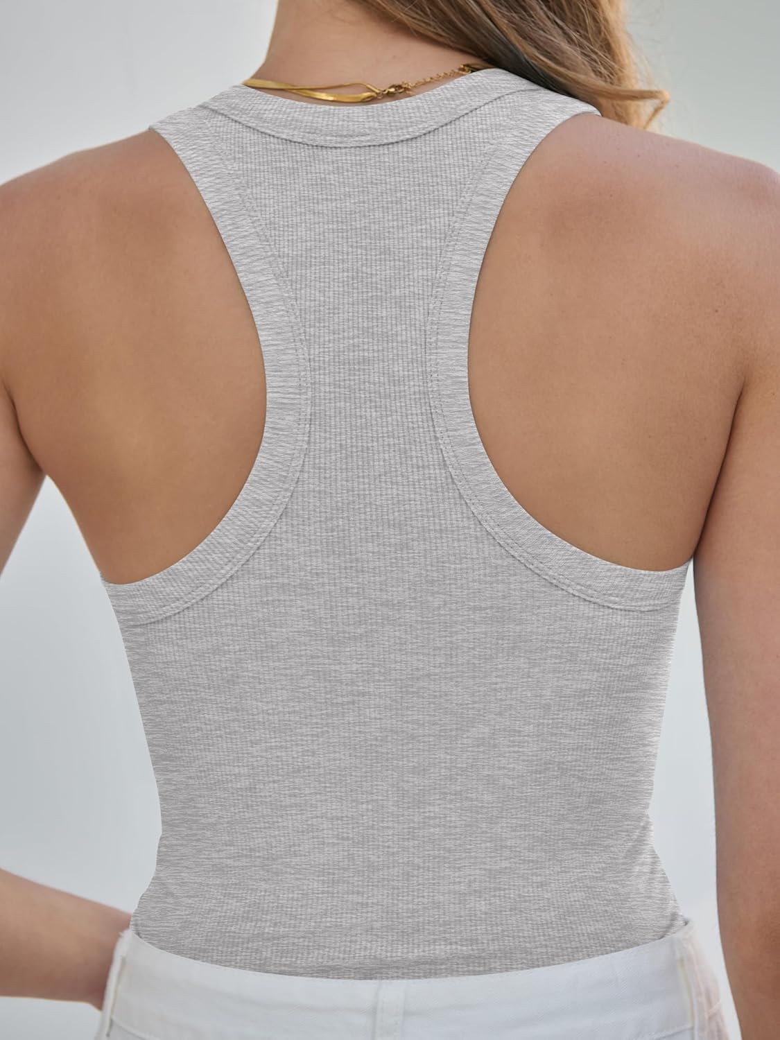ANRABESS Women's Sleeveless Square Neck Tank Top - Ribbed Knit Slim Fit Summer Workout Wear