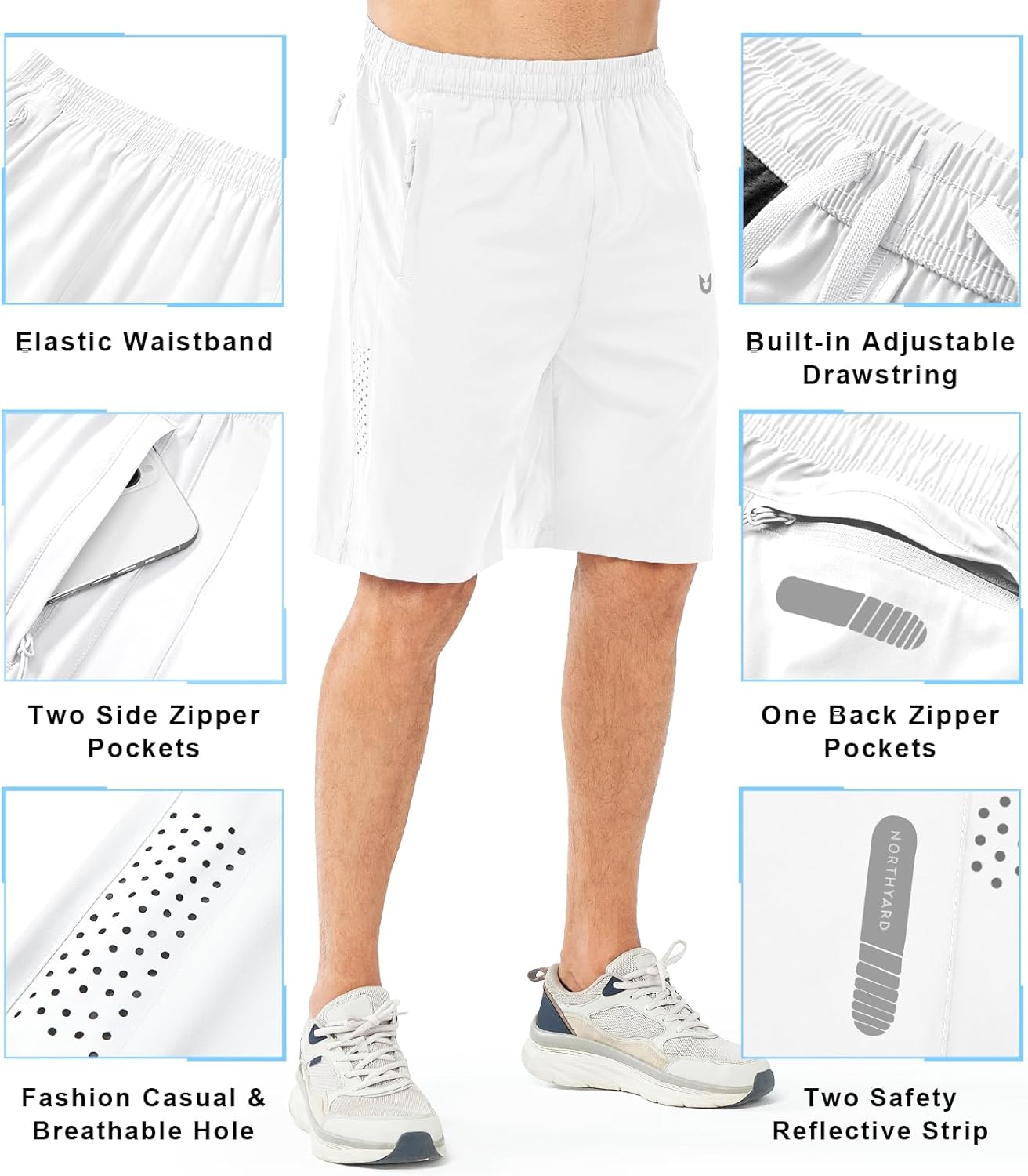 NORTHYARD Men's Athletic Running Shorts - Quick Dry Lightweight Gym Shorts for Sports | 5"/7"/9" Sizes