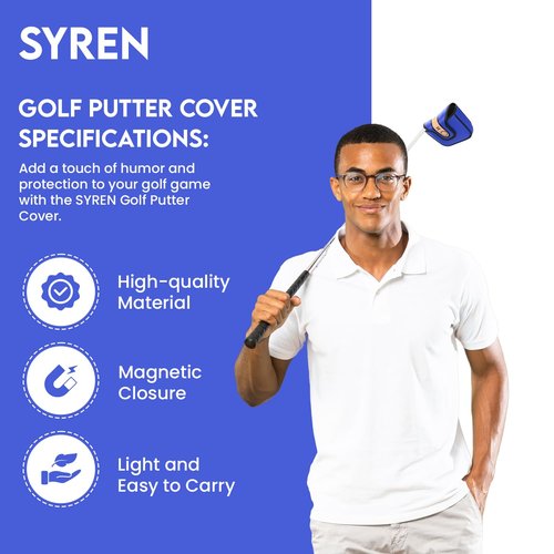 Middle Finger Golf Putter Head Covers - Premium Club Protector with Magnetic Closure | Funny Men's Golf Accessories (Blue)