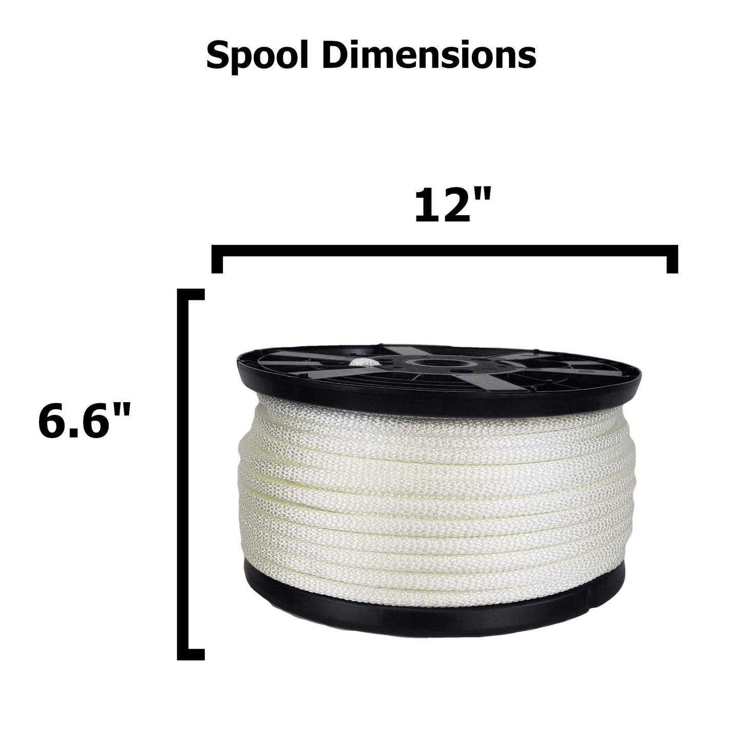 QNR 3/8 inch Knotrite Nylon Rope - 250 Foot Spool | 100% Nylon - Solid Braid - Dyeable - Industrial Grade - High UV and Abrasion Resistance