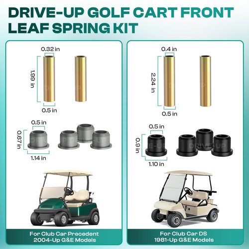 DRIVE UP Club Car Heavy Duty Front Leaf Spring, Golf Cart Front Leaf Spring with Polyurethane Bushing Kit for Club Car Precedent 2004-Up and DS 1981-Up Gas and Electric Models, OEM 103628801