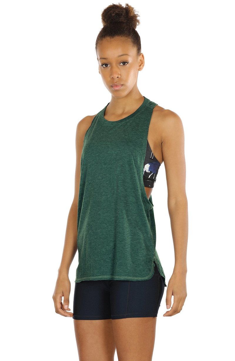 icyzone Workout Tank Tops for Women - Running Muscle Tank Sport Exercise Gym Yoga Tops Athletic Shirts (XS, Army)
