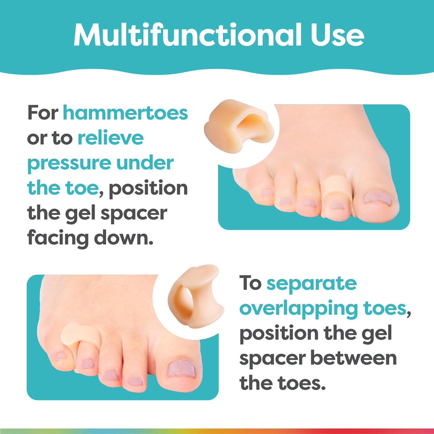 ZenToes Pinky Toe Separators | Tailor’s Bunion Corrector for Men & Women | Small Toe Spacers & Hammertoe Straightener | Gel Bunionette Spreader | 4-Pack (Beige)