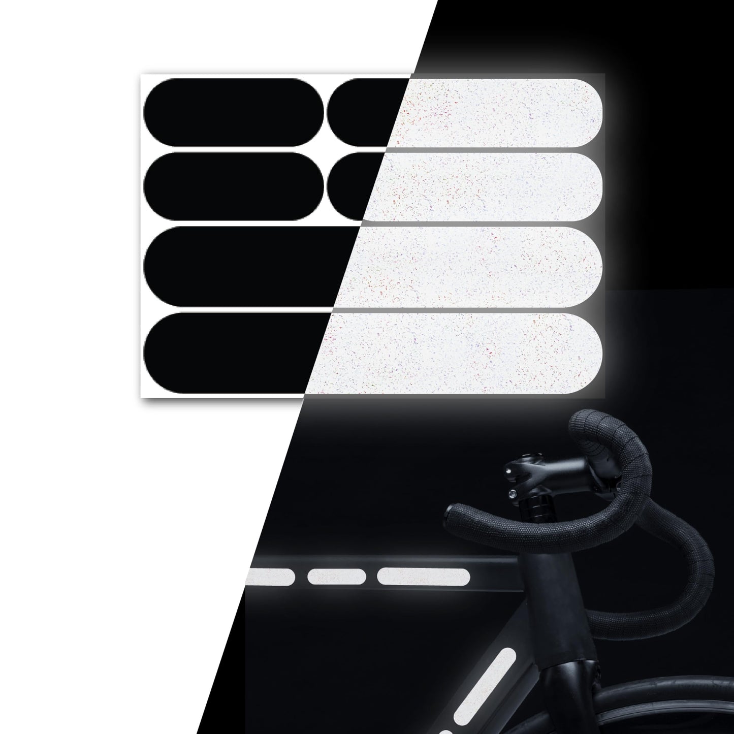 Elos Reflective Gear 3M Reflective Black Stickers - Reflective Helmet Tape, Motorcycle Tape, Hi Viz Stickers for Helmets - Discreet Black Until Light Hits It (Jumbo)