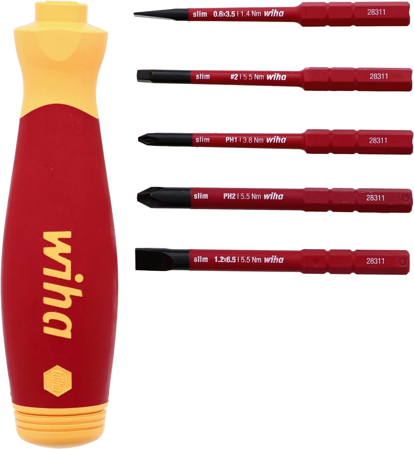 Wiha 6-Piece Insulated SlimLine PocketMax Multi-Driver Set for Safe Electrical Work