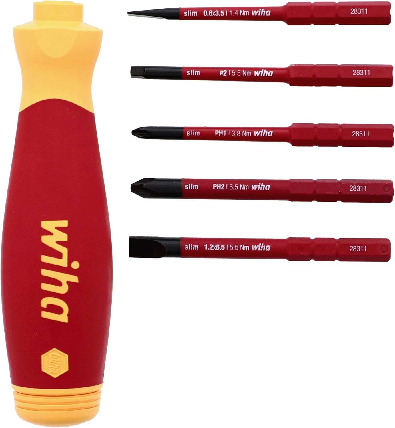 Wiha 6-Piece Insulated SlimLine PocketMax Multi-Driver Set for Safe Electrical Work