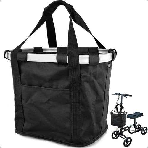 Mkuero Knee Scooter Basket Accessory with Handle, Quick Release Removable Cloth Basket for knee scooter front - Fits Most Knee Scooter Walker Models
