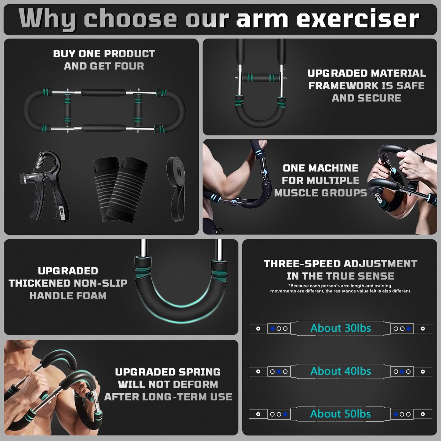 HUPIRCT Twister Arm Trainer, 30-110lb Adjustable Chest Workout Equipment, Multi-Muscle Group Training, Portable Power Twister Bar, Detachable Design, Unisex and Suitable for Home and Gym Use