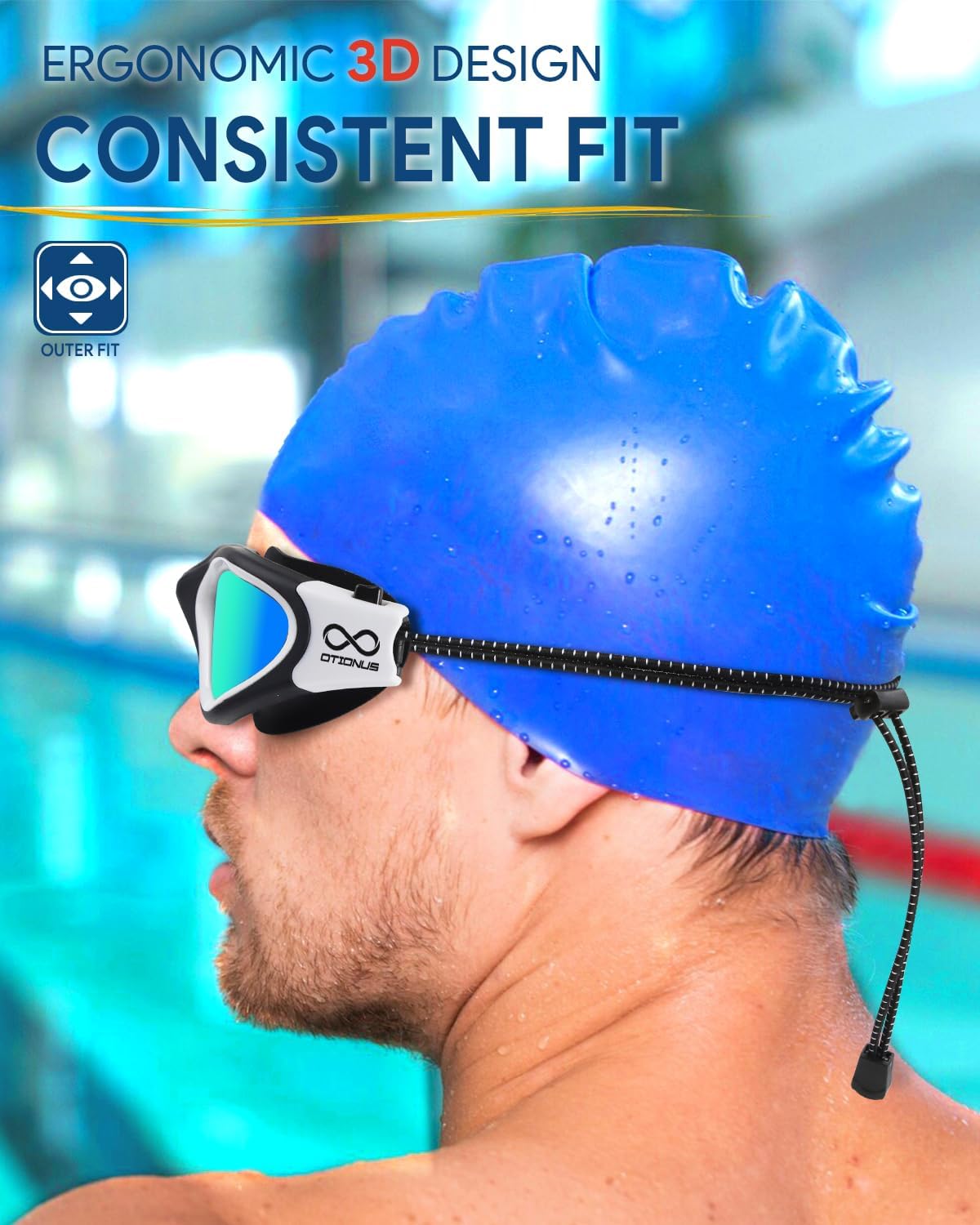 Polarized Swim Goggles by [Brand Name] - Anti-Fog, No Hair Pulling Bungee Strap | Ideal for Adults