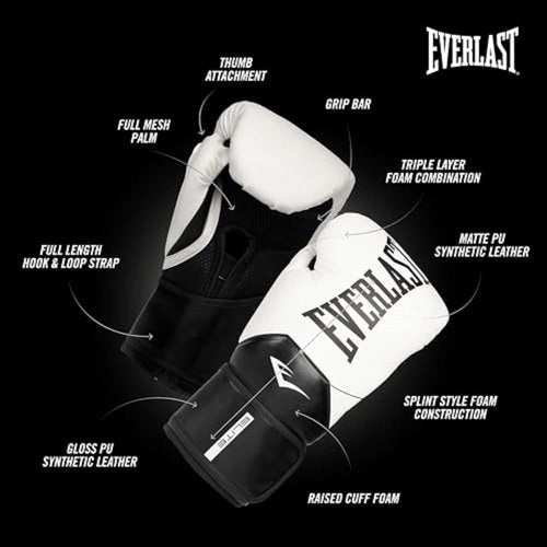 Everlast Elite 2 Boxing Gloves - Pro Training & Heavy Bag | Ventilated Palm, Multi-Layer Protection | Black/Gold, 16 oz