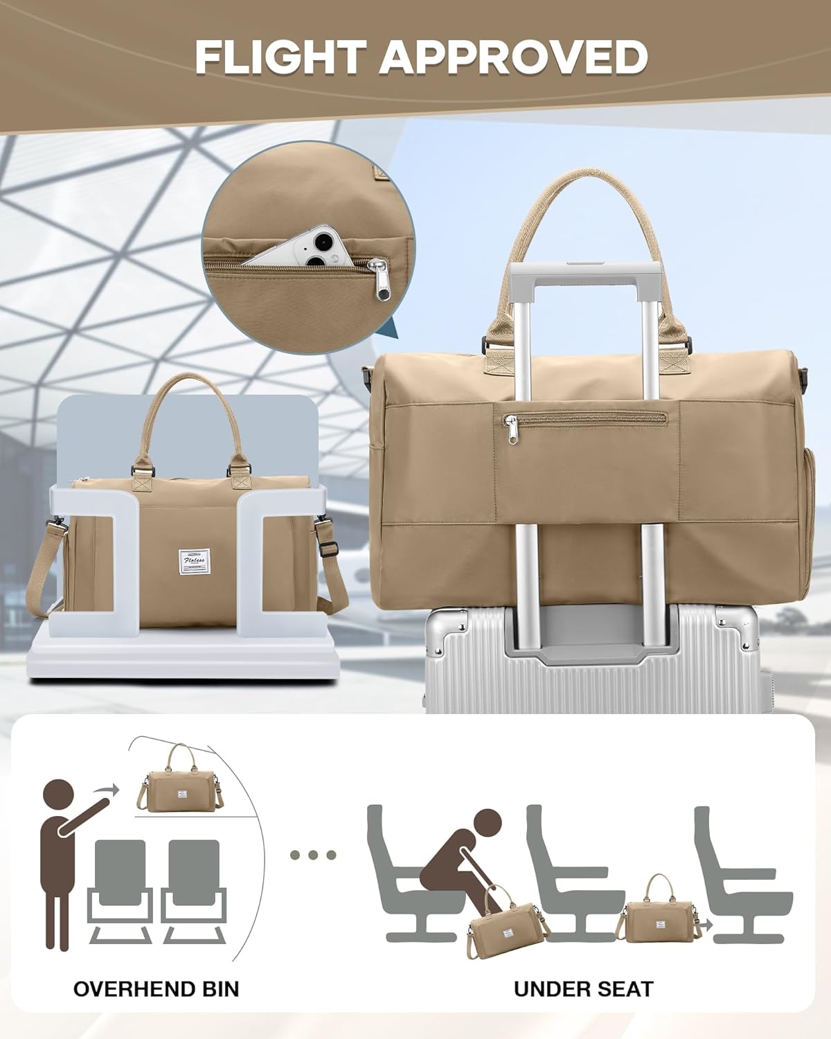 Skiennix Women's Gym Bag - Stylish Travel Duffel Tote for Weekend & Overnight Use