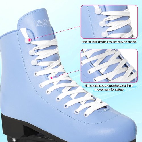Nattork Roller Skates for Girls Women Outdoor Indoor Four PU Wheel Fun Fashionable Roller Skates for Men Girls Boys Blue (Women Size US 5)