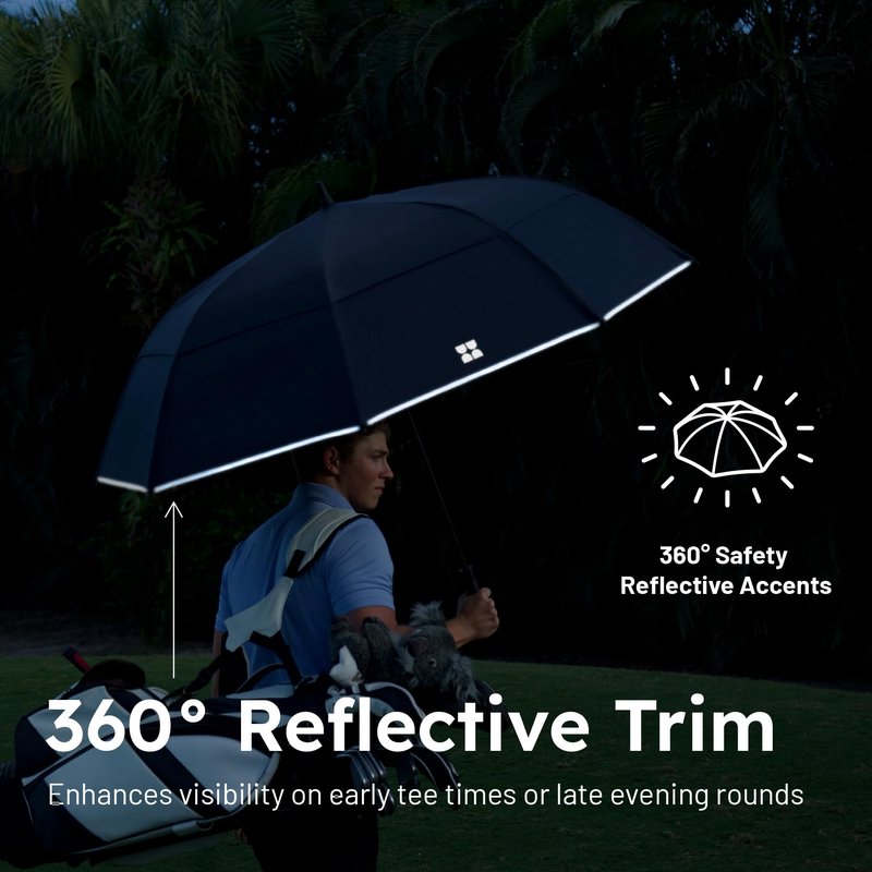 Weatherman Umbrella - Golf Lite Umbrella Extra Large Big Oversize Windproof for Golf Bag Push Cart w/ UV Protection - Waterproof Heavy Duty Umbrellas for Rain Sun for Men Women - Resists Up to 55 MPH Winds (Navy Blue)