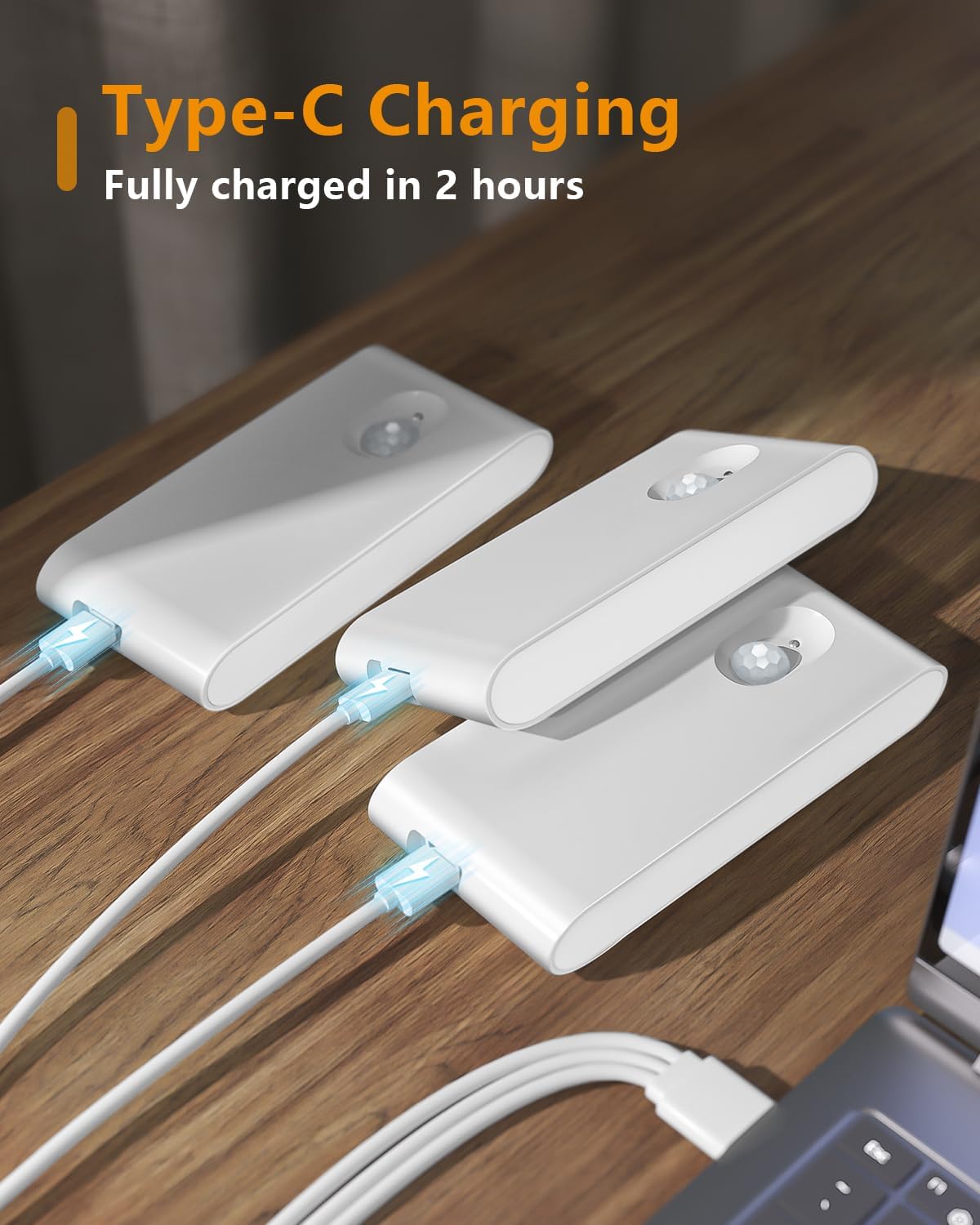 Rechargeable Motion Sensor Night Light - Wireless Battery-Powered LED for Hallway, Stairway & Bathroom - 6 Pack