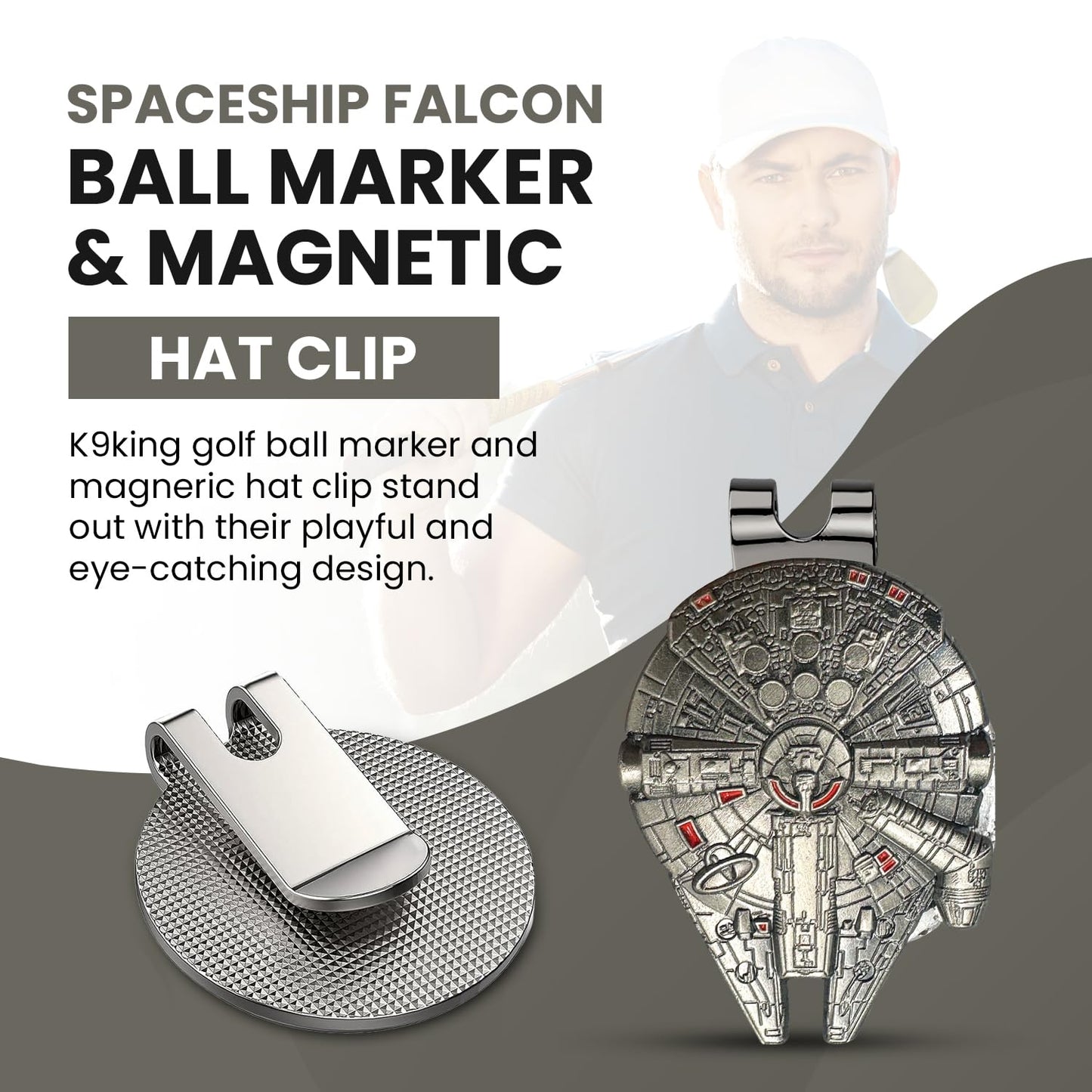 K9King Ultimate Star War Falcon Golf Ball Marker | Golf Ball Marker Set | Premium Accessories for Enhanced Golfing Fun and Funny Golf Gifts for Mens (Falcon-Ballmarker)
