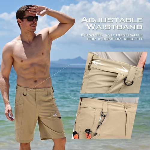 KastKing Rekon Men's Fishing Cargo Shorts - Quick Dry Casual Hiking & Tactical Travel Wear