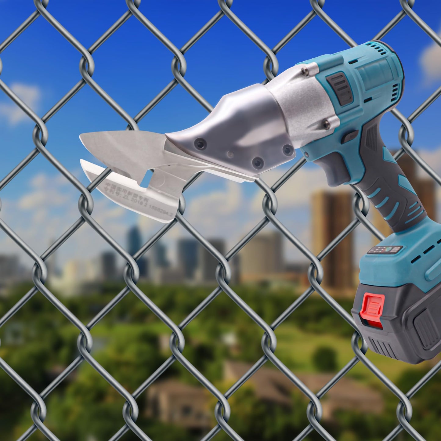 Cordless Electric Metal Shear with 360° Swivel Head – Rechargeable Sheet Metal Cutter Scissors for Steel & Aluminum, Includes 2×1500mAh Batteries & Charger – Blue