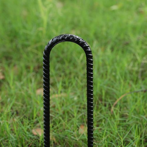 Gtongoko Heavy-Duty Rebar Stakes - U Hook Ground Anchors for Camping Tents | 12-Inch Curved Steel Garden Support (8 Pack)