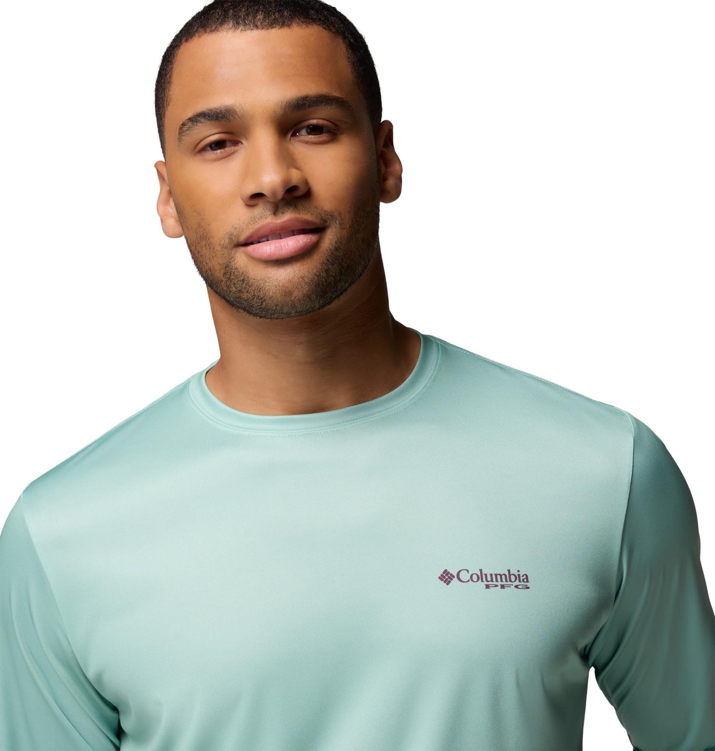 Columbia Mens Terminal Tackle PFG Fish Flag Long Sleeve, Misty Jade/Dusty Purple, Large