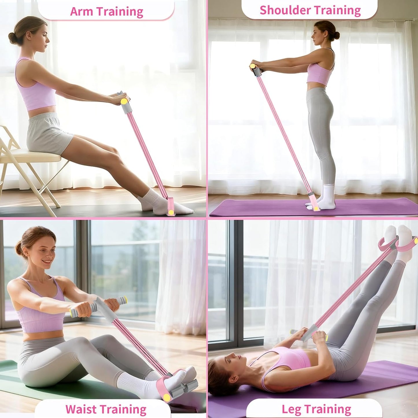 Pedal Resistance Bands - Durable 6-Tube Design for Full-Body Workouts | Natural Rubber, Versatile Fitness Tool