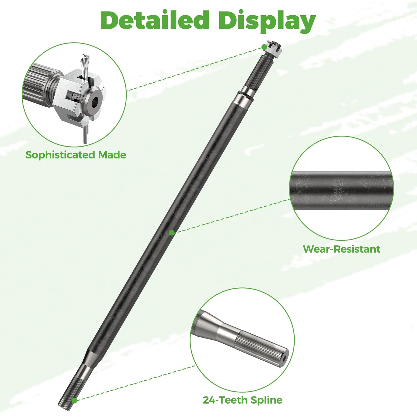 10L0L Golf Cart Rear Spline Axle Shaft Driver Side for EZGO RXV Electric 2008-Up, 24.5 Inch Axle Kit with Bearings and Seals, Replace OEM 620337 614208