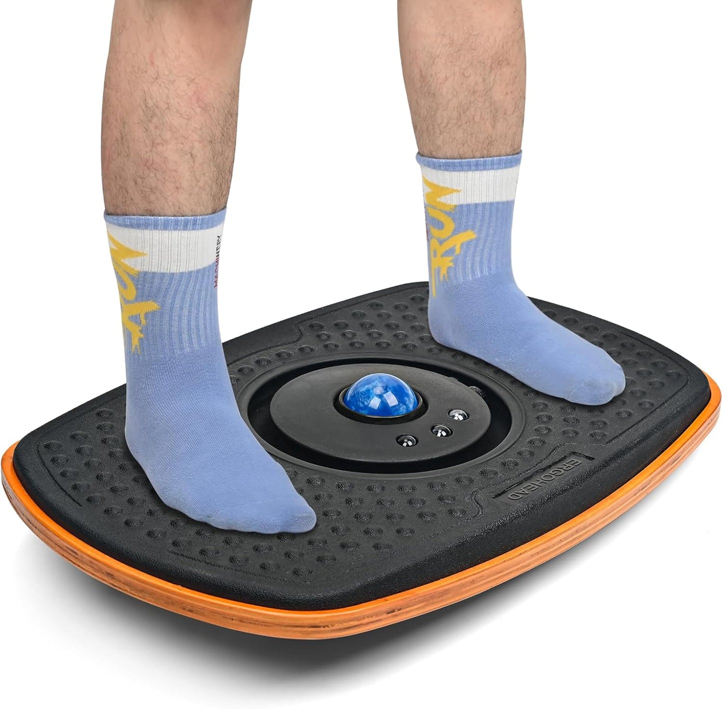 Skiennix Standing Desk Anti-Fatigue Mat - 360° Rotating Wooden Balance Board | Marble Finish for Home & Office