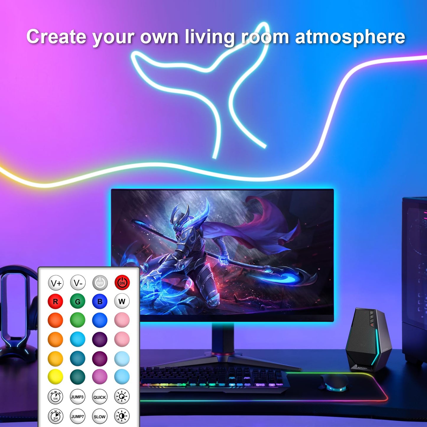 Vrribonx 19.6FT Led Neon Rope Lights Control with App/Remote,Flexible Led Rope Lights,Multiple Modes,IP65 Outdoor RGB Lights Waterproof,Music Sync Gaming Led Neon Strip Lights for Bedroom