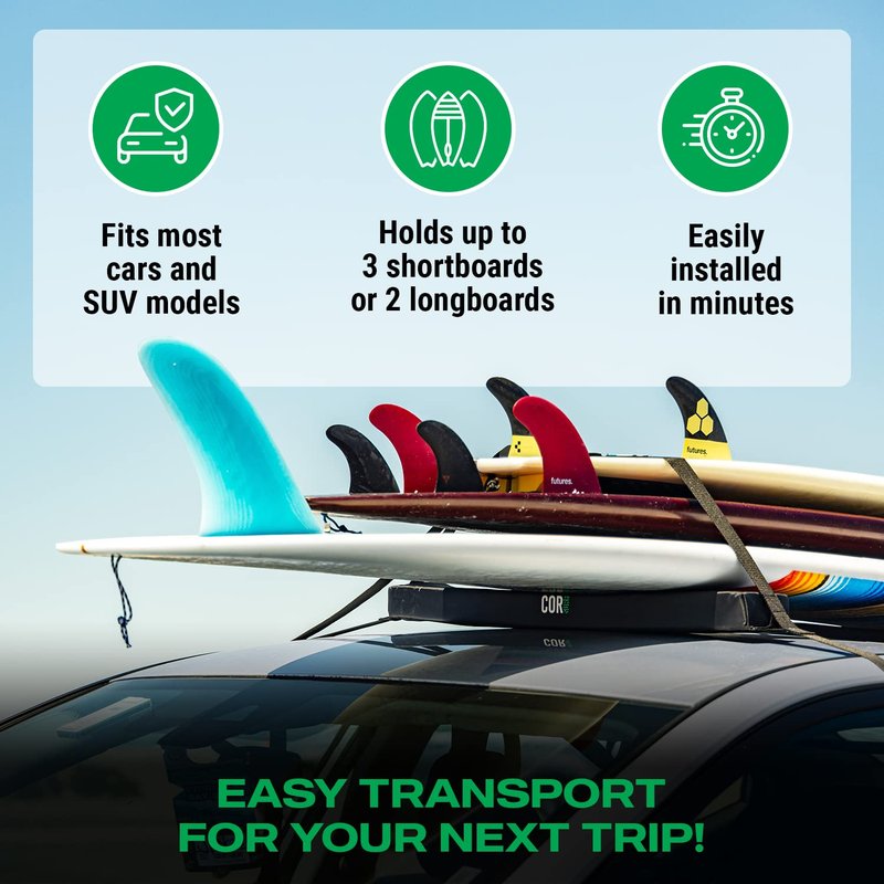 Universal SUP Surf Rack for Cars | Paddle Board Soft Rack for Surf Kayak and Paddleboards with Scratch Resistant Buckles (28")