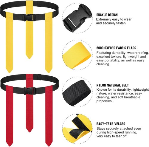 Flag Football Set by [Brand Name] - Adjustable 14/20 Player Belts with Cones, Football, Pump & Bag
