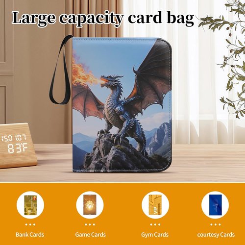 Charizard Trading Card Binder - Deluxe 9-Pocket Zipper Album with 50 Sleeves | Perfect for TCG & Sports Collectors