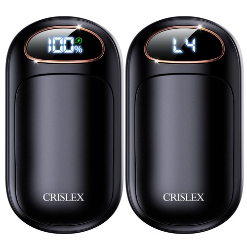 CRISLEX Electric Hand Warmers Rechargeable 2 Pack, 4 Levels Fast Heat, Reusable Hand Warmers with LED Display, Portable Magnetic Pocket Heater, Gifts for Christmas, Men, Women, Raynauds, Hunting, Golf