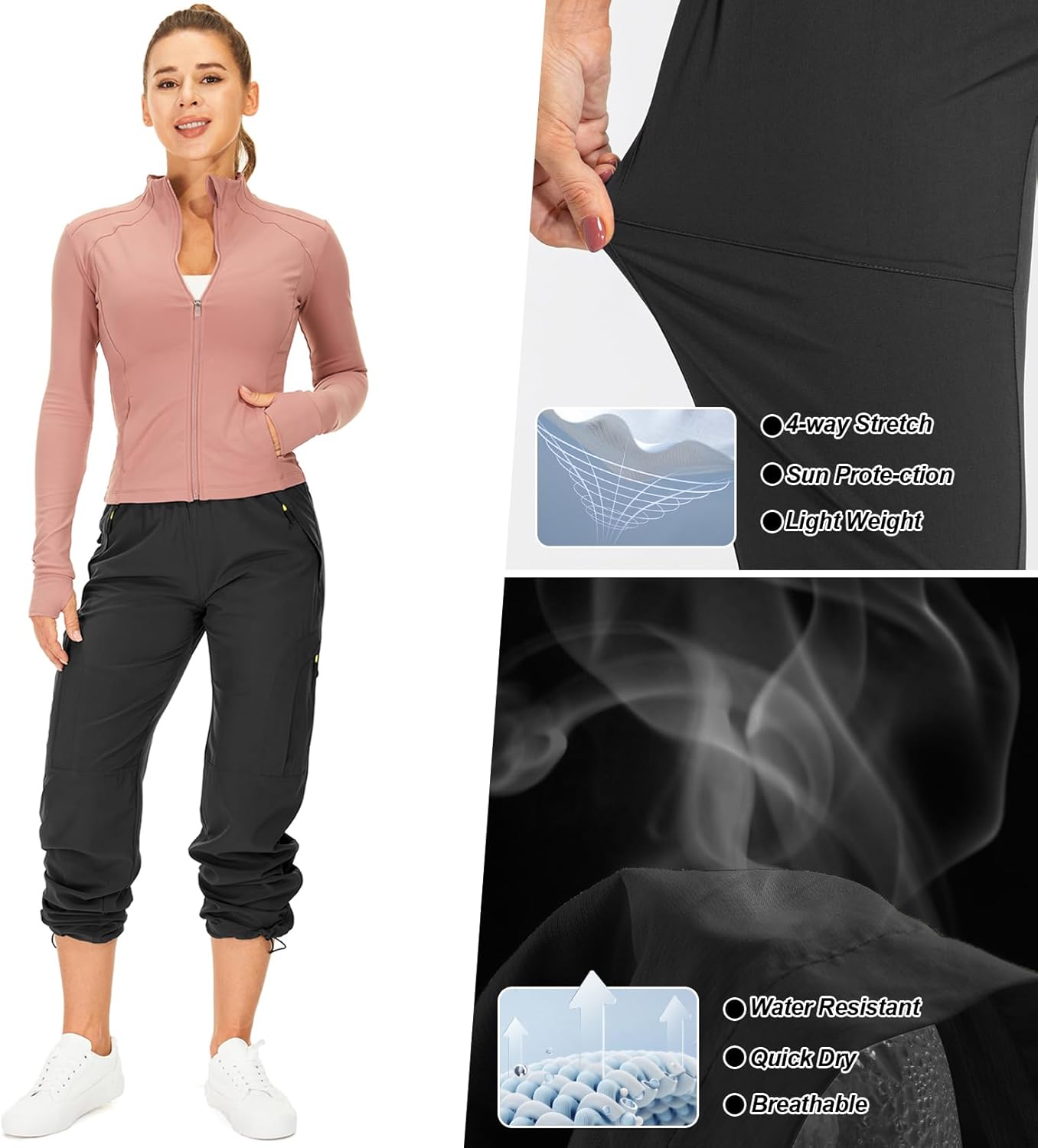 Skiennix Women's Hiking Pants - Quick Dry, Lightweight, UPF 50 | Travel & Safari Cargo with Zipper Pockets