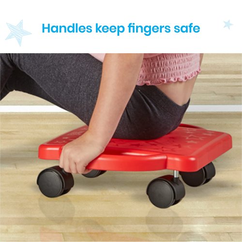 hand2mind Purple Indoor Scooter Board with Handles, Sit Down Floor Scooter, Gym Activities for Kids, Indoor Sport Recess Games, Physical Education Equipment, Gross Motor Toys